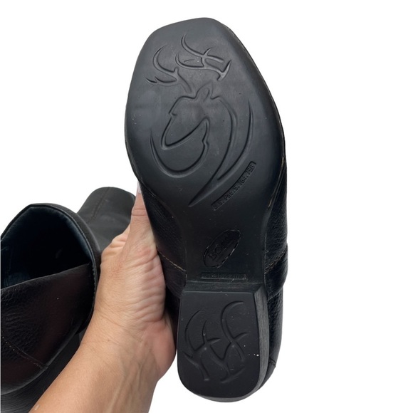 Born Black Leather Western Festival Slip On Shoes Women's SZ 7.5 - Picture 7 of 7